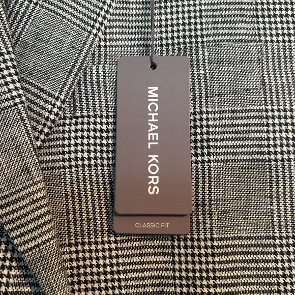 NWT Michael Kors Classic Fit Linen Sport Coat, Black/White Plaid, Men’s 42R - Picture 5 of 10